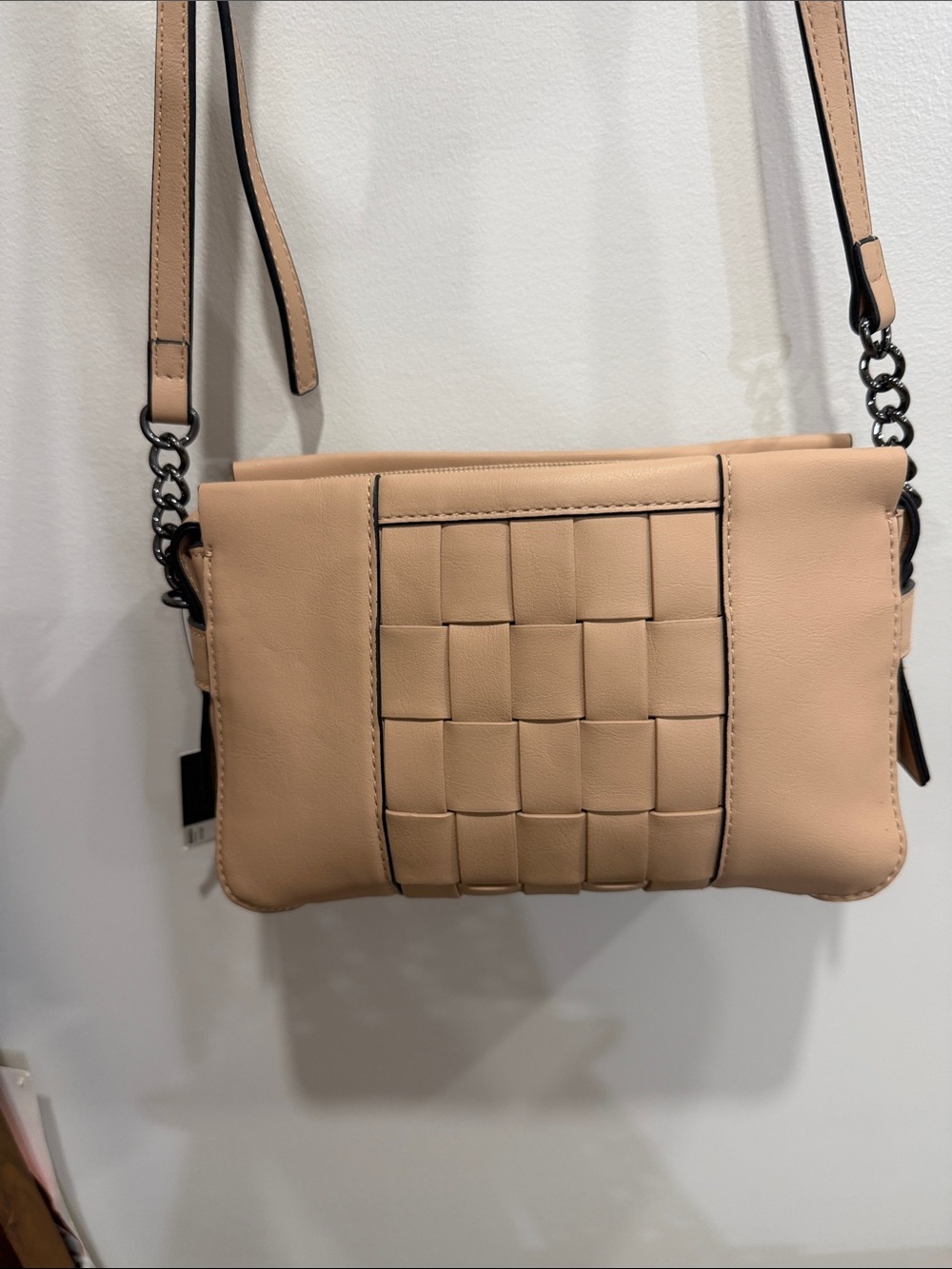Simply Vera by Vera Wang Beige Woven Leather Crossbody Bag - Women